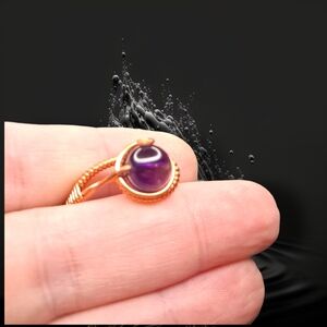 Artisan Purple and Gold Gemstone Ring